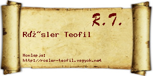 Rösler Teofil névjegykártya